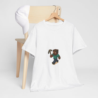 Unisex Heavy Cotton Tee - Retro Gamer Shirt with Pixelated Character for Gaming Enthusiasts and Casual Wear