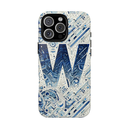 Blue Alphabet W Phone Case for Smartphones - Vibrant 3D Wrap Design with Shock Absorption and UV Protection, Suitable for Fans of Anime, Comics, and Unique Accessories