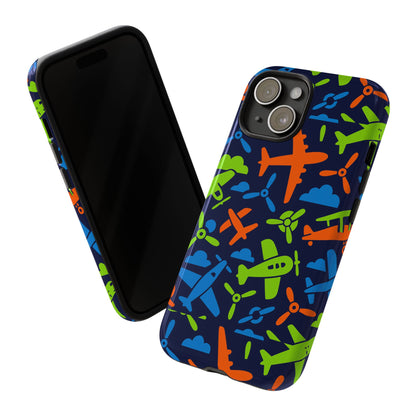 Vibrant Airplane Pattern Protective Phone Case for Colourful Accessory Durable Design Compatible with iPhone 13, 14, 15 & 16 – all models including Pro, Pro Max & Plus
