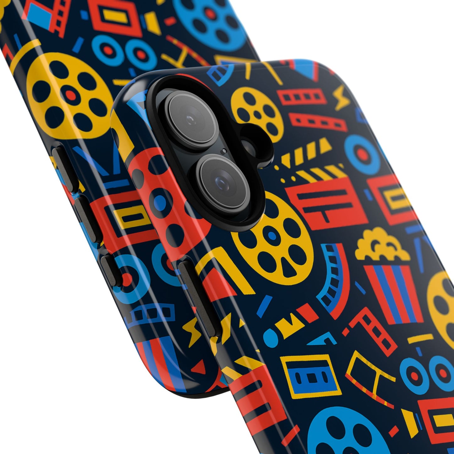 vibrant 3d film reel protective phone case for unique style and robust protection compatible with iphone 13, 14, 15 & 16 – all models including pro, pro max & plus