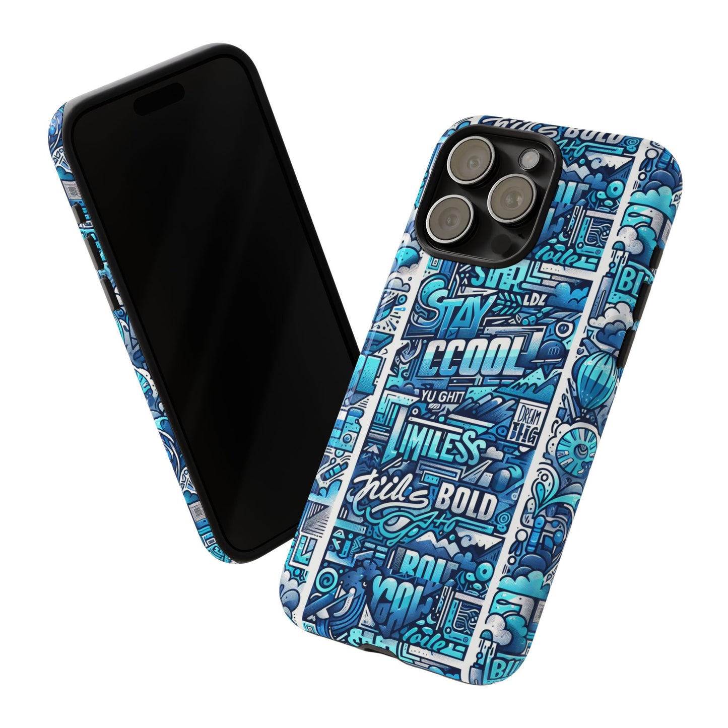 vibrant artistic 3d wrap phone case in blue for trendsetters – stylish protection compatible with iphone 13, 14, 15 & 16 – all models including pro, pro max & plus