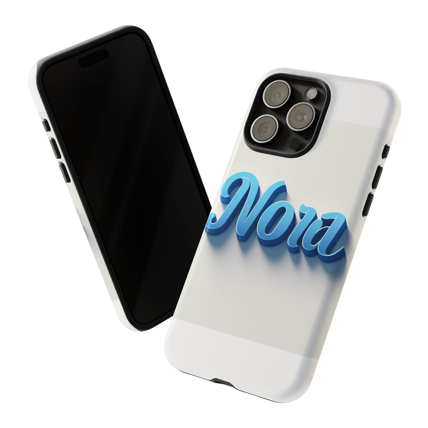 vibrant 3d text phone case in blue with retro design – stylish protection for smartphones, compatible with iphone 13, 14, 15 & 16 – all models including pro, pro max & plus