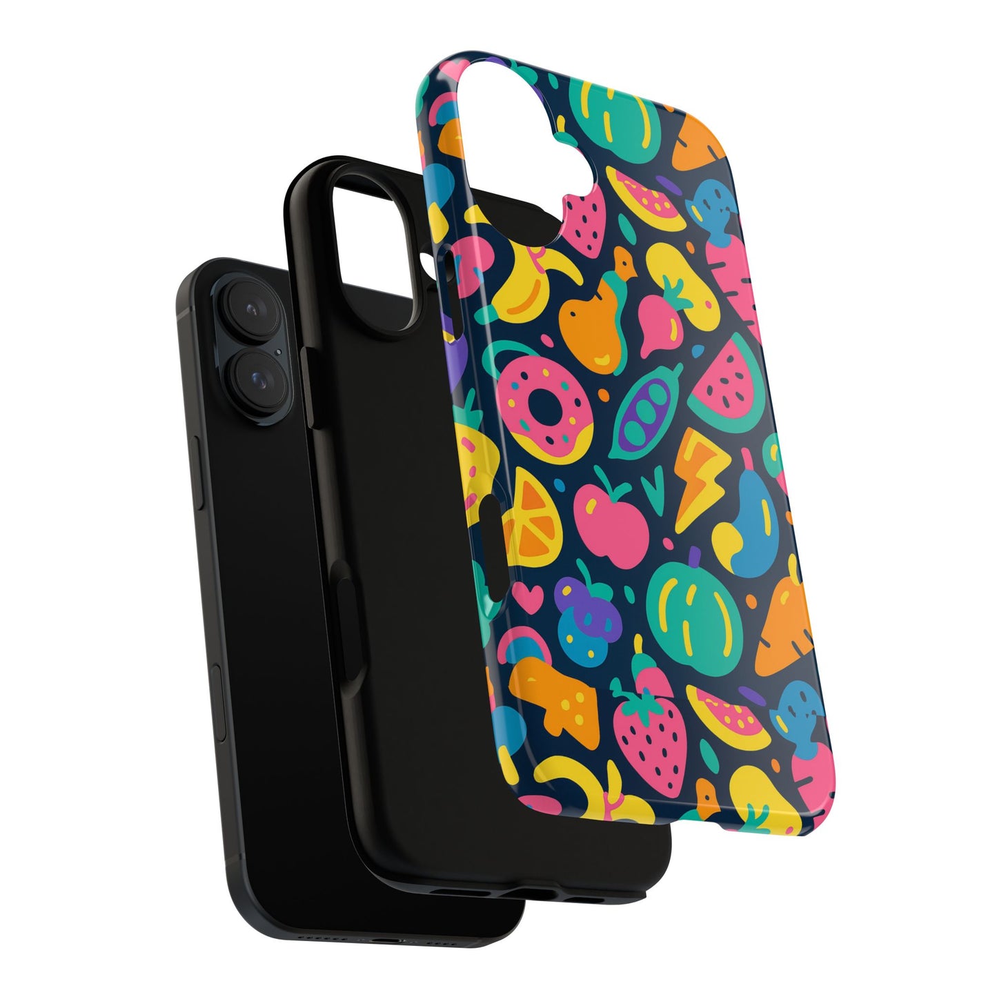 vibrant 3d fruit pattern protective phone case colourful accessory for stylish individuals compatible with iphone 13, 14, 15 & 16 – all models including pro, pro max & plus