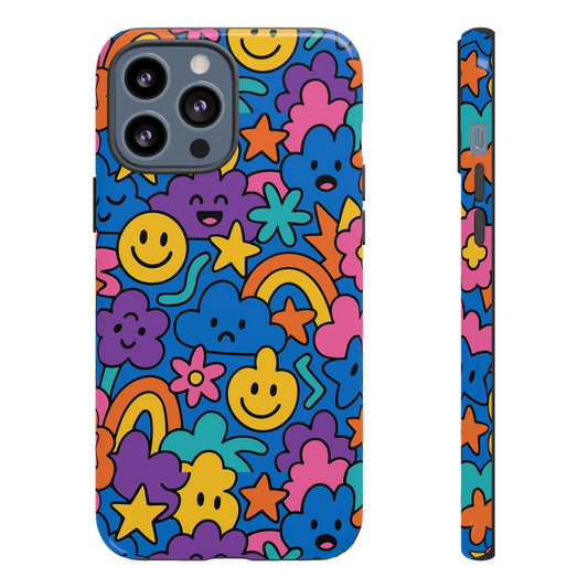 Vibrant Cartoon Protective Phone Case with Playful Multicolour Design – Unisex Fashion Accessory – Compatible with iPhone 13, 14, 15 & 16 – All Models Including Pro, Pro Max & Plus