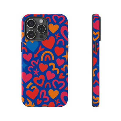 Vibrant Multicolour Heart Design Protective Phone Case Stylish Accessory for Self-Expression Compatible with iPhone 13, 14, 15 & 16 – all models including Pro, Pro Max & Plus