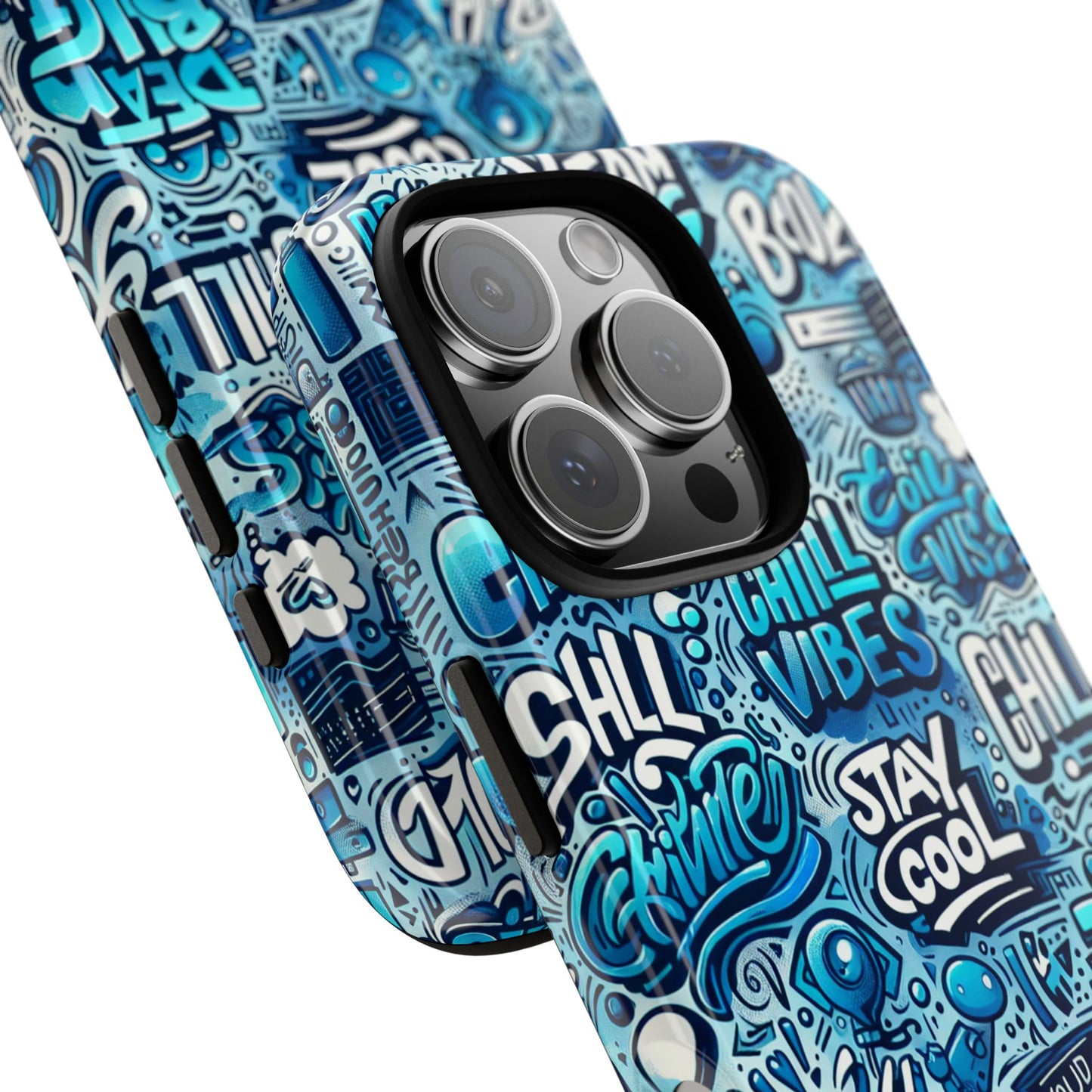 vibrant 3d wrap protective phone case with playful blue design for stylish protection compatible with iphone 13, 14, 15 & 16 – all models including pro, pro max & plus