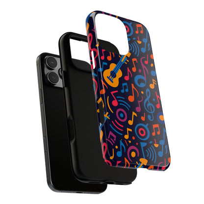 Vibrant 3D Music Design Protective Phone Case for Music Lovers Stylish Accessory Compatible with iPhone 13, 14, 15 & 16 – all models including Pro, Pro Max & Plus