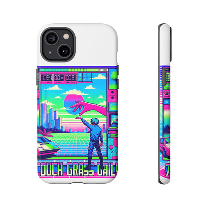 Touch Grass Daily 3D Wrap Protective Phone Case for Smartphones, Durable Shock Absorption, UV Protected, Unique Anime Design, Fun Gift for Tech Enthusiasts