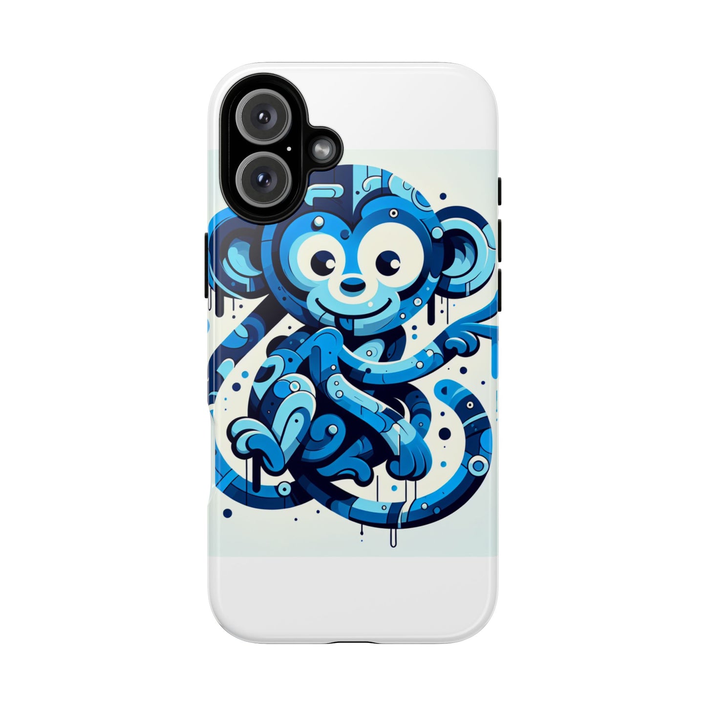protective 3d wrap phone case with playful monkey design in blue – stylish protection for men and women compatible with iphone 13, 14, 15 & 16 – all models including pro, pro max & plus