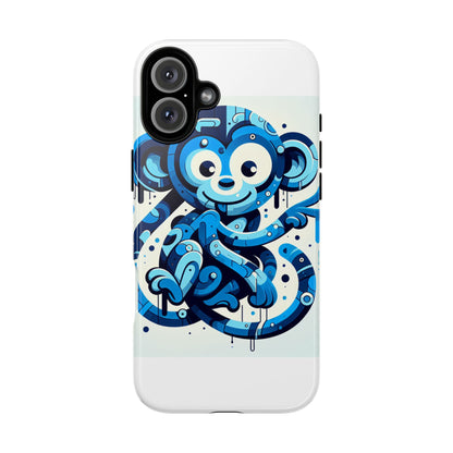 Protective 3D Wrap Phone Case with Playful Monkey Design in Blue – Stylish Protection for Men and Women Compatible with iPhone 13, 14, 15 & 16 – all models including Pro, Pro Max & Plus