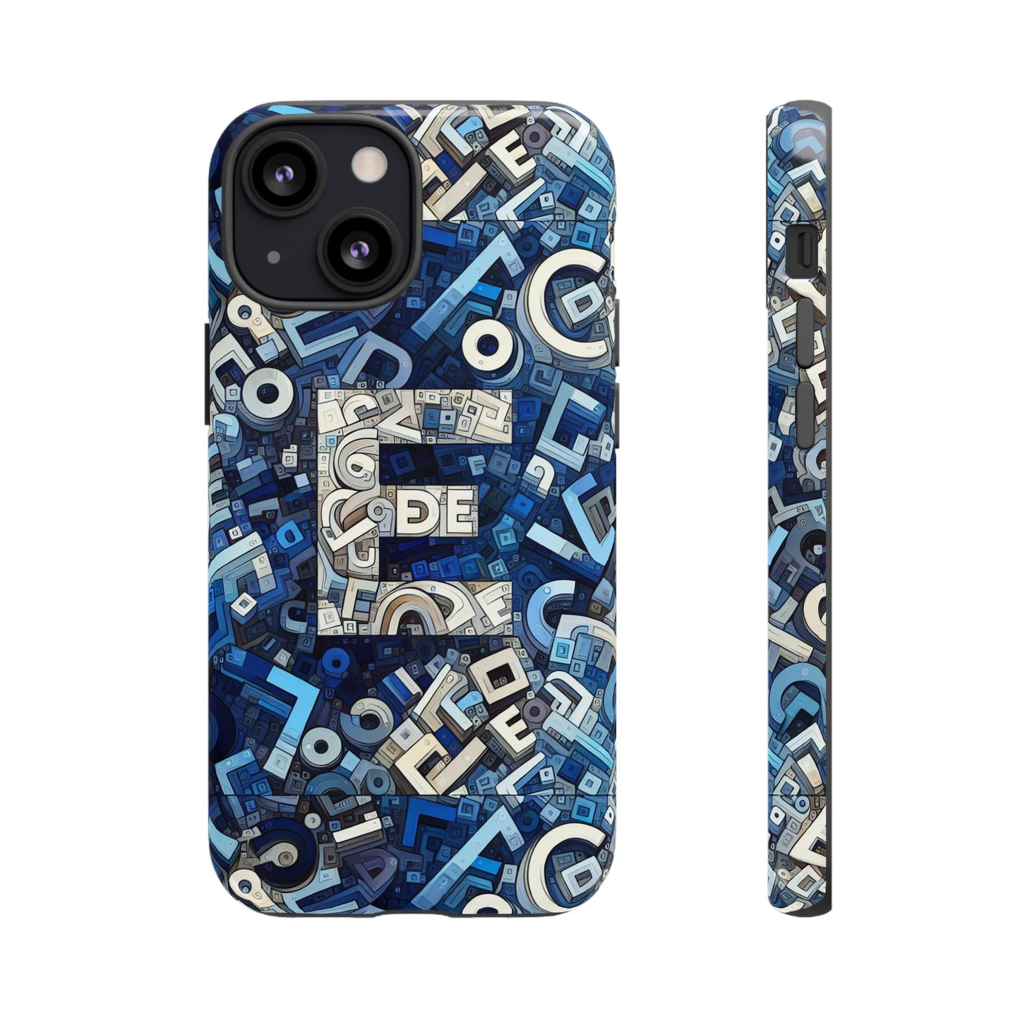blue alphabet e phone case with 3d wrap design for stylish protection and personalised tech accessory for men and women