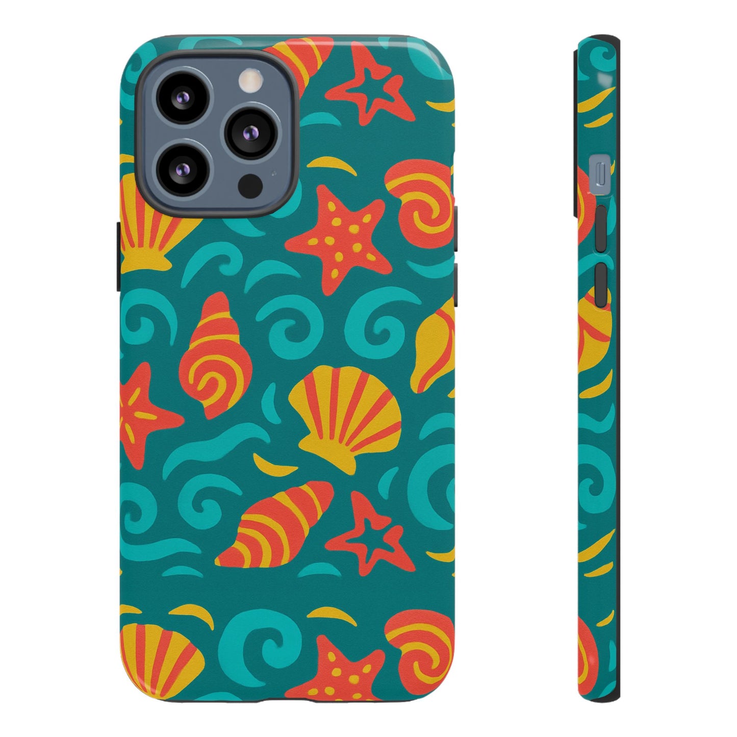 vibrant coastal shell pattern protective phone case for stylish self-expression compatible with iphone 13, 14, 15 & 16 – all models including pro, pro max & plus