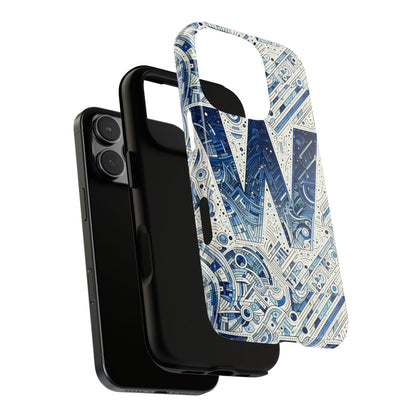 Blue Alphabet W Phone Case for Smartphones - Vibrant 3D Wrap Design with Shock Absorption and UV Protection, Suitable for Fans of Anime, Comics, and Unique Accessories