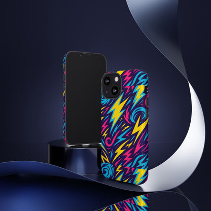 Vibrant Retro Lightning Bolt Protective Phone Case with 3D Design for Fashion Lovers Compatible with iPhone 13, 14, 15 & 16 – all models including Pro, Pro Max & Plus