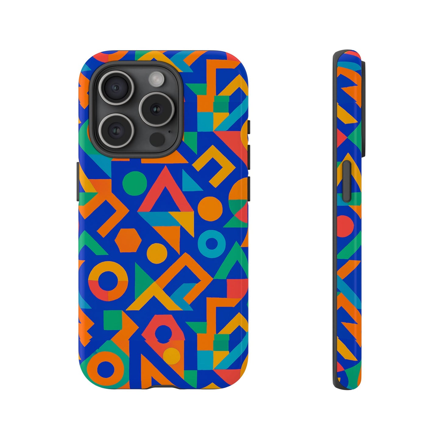 multicolour geometric 3d wrap protective phone case – vibrant accessory for creative individuals compatible with iphone 13, 14, 15 & 16 – all models including pro, pro max & plus