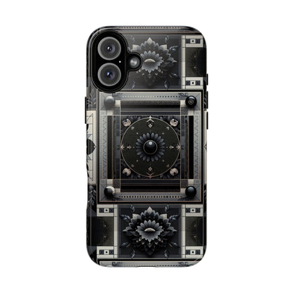 Pattern Image 4 Vibrant Shockproof Phone Case for Anime and Comic Fans, Geometric Black and Silver Design, Durable Protective Cover Compatible with iPhone 13, 14, 15 & 16 – all models including Pro, Pro Max & Plus