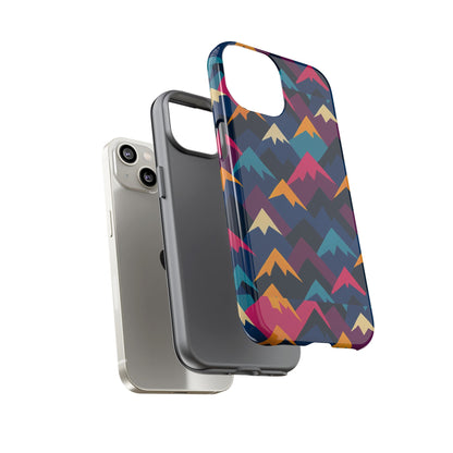 Multicolour Mountain Geometric Protective Phone Case – Stylish Accessory for Unique Self-Expression Compatible with iPhone 13, 14, 15 & 16 – all models including Pro, Pro Max & Plus