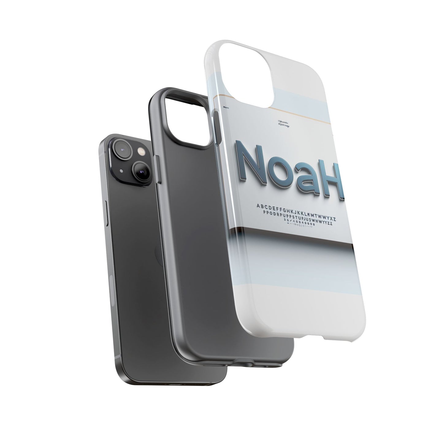 stylish 3d text phone case with modern design in blue – trendy protection for individuals – compatible with iphone 13, 14, 15 & 16 – all models including pro, pro max & plus