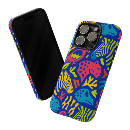 Vibrant Animal Print Protective Phone Case for Stylish Protection with Multicolour Design – Compatible with iPhone 13, 14, 15 & 16 – All Models Including Pro, Pro Max & Plus