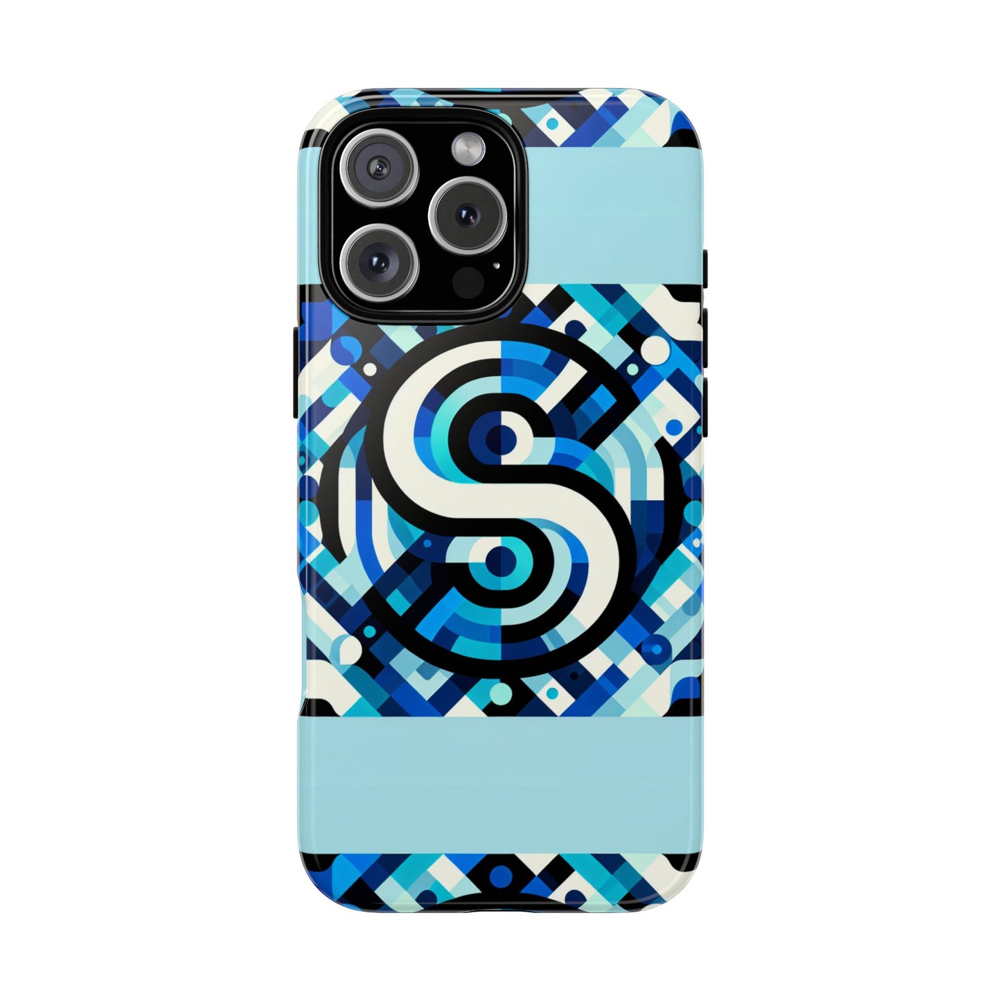 letter blue alphabet s phone case with 3d wrap design for stylish protection and unique retro anime comic style