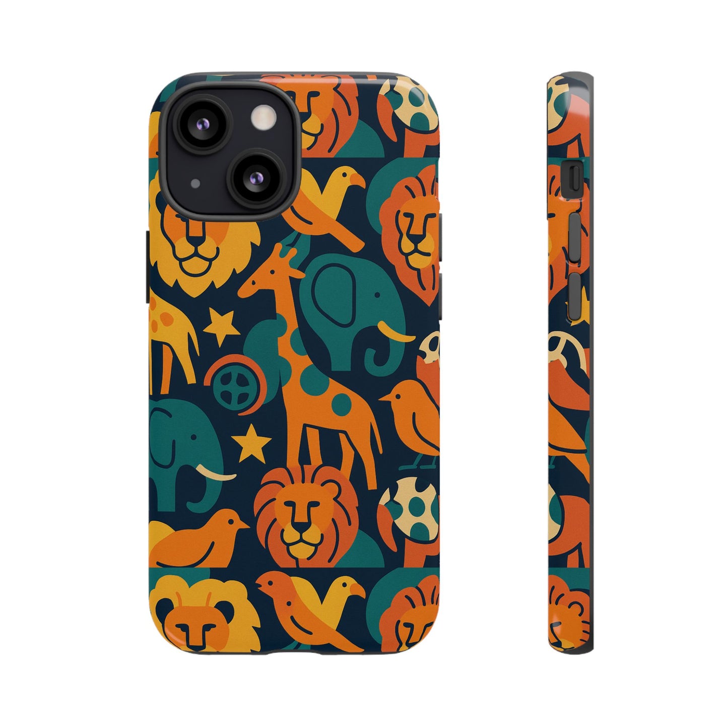 vibrant animal print protective phone case in multicolour – playful design for stylish protection – compatible with iphone 13, 14, 15 & 16 – all models including pro, pro max & plus