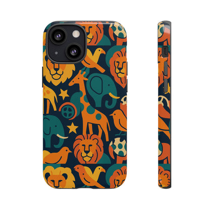 Vibrant Animal Print Protective Phone Case in Multicolour – Playful Design for Stylish Protection – Compatible with iPhone 13, 14, 15 & 16 – All Models Including Pro, Pro Max & Plus