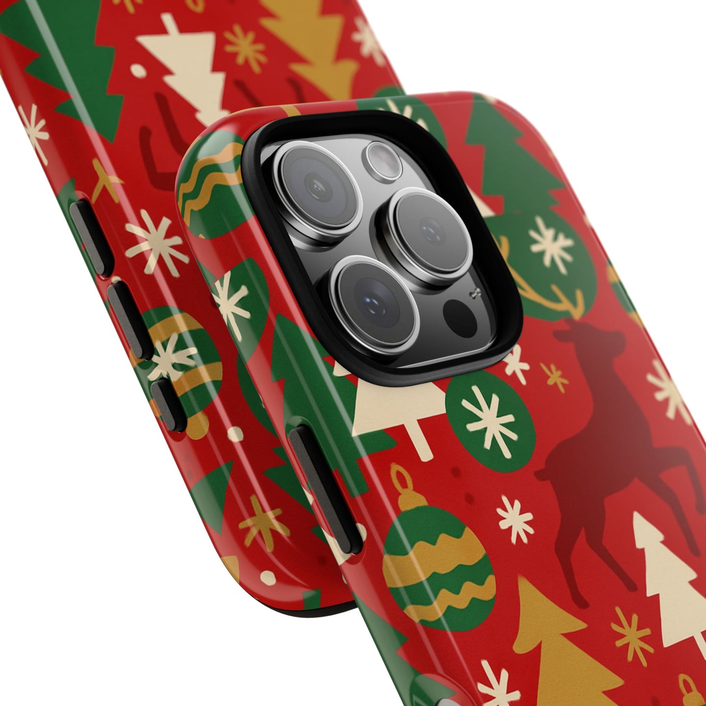 vibrant red christmas phone case with festive 3d design for stylish protection compatible with iphone 13, 14, 15 & 16 – all models including pro, pro max & plus