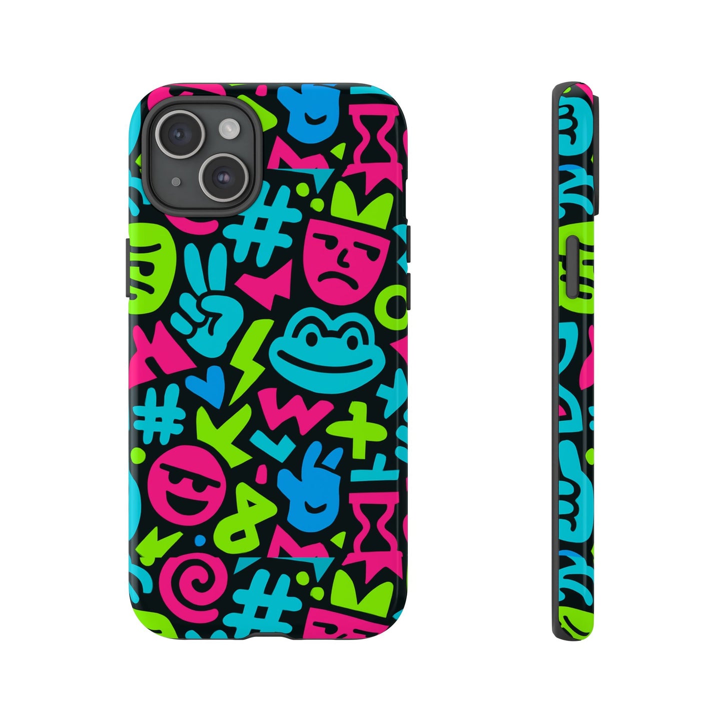 vibrant emoji pattern protective phone case colourful 3d design stylish protection for unisex smartphones compatible with iphone 13, 14, 15 & 16 – all models including pro, pro max & plus