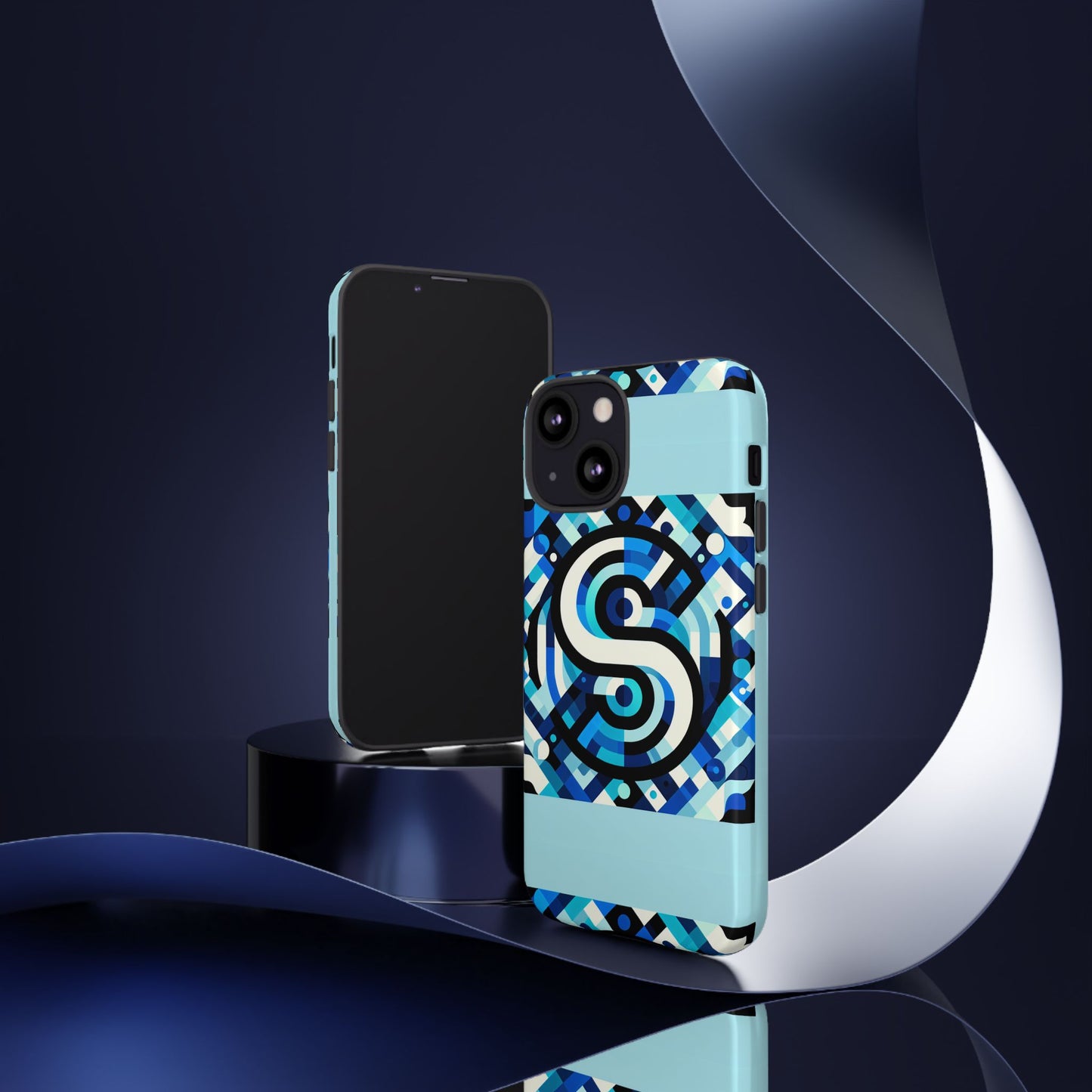 letter blue alphabet s phone case with 3d wrap design for stylish protection and unique retro anime comic style
