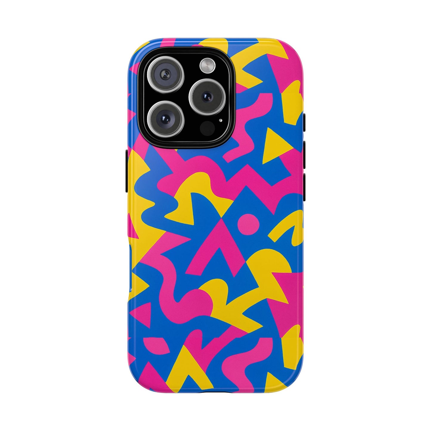 vibrant y2k geometric protective phone case with 3d wrap design for unique style compatible with iphone 13, 14, 15 & 16 – all models including pro, pro max & plus
