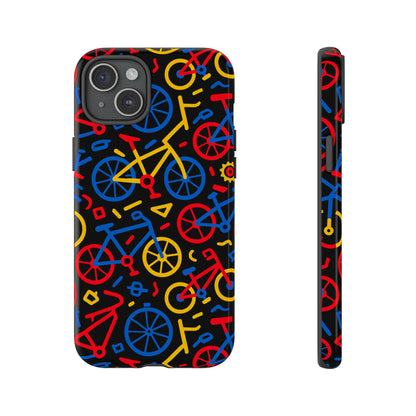 Multicolour 3D Bicycle Phone Case with Retro Design for Stylish Protection Compatible with iPhone 13, 14, 15 & 16 – all models including Pro, Pro Max & Plus