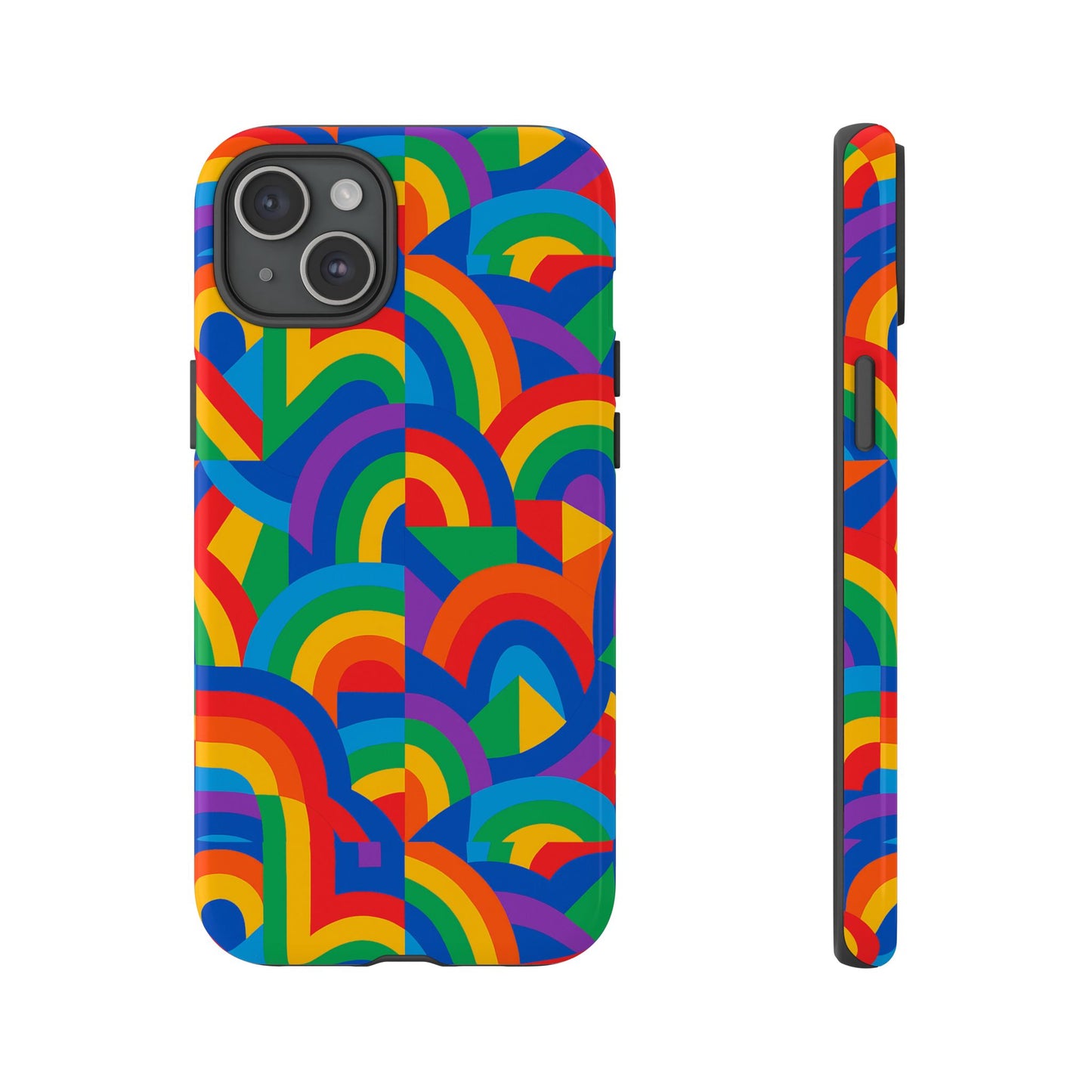 multicolour rainbow protective phone case with 3d design for stylish protection compatible with iphone 13, 14, 15 & 16 – all models including pro, pro max & plus