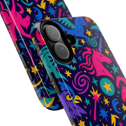 Vibrant Fantasy Unicorns Protective Phone Case – Colourful 3D Design for Stylish Protection – Compatible with iPhone 13, 14, 15 & 16 – All Models Including Pro, Pro Max & Plus