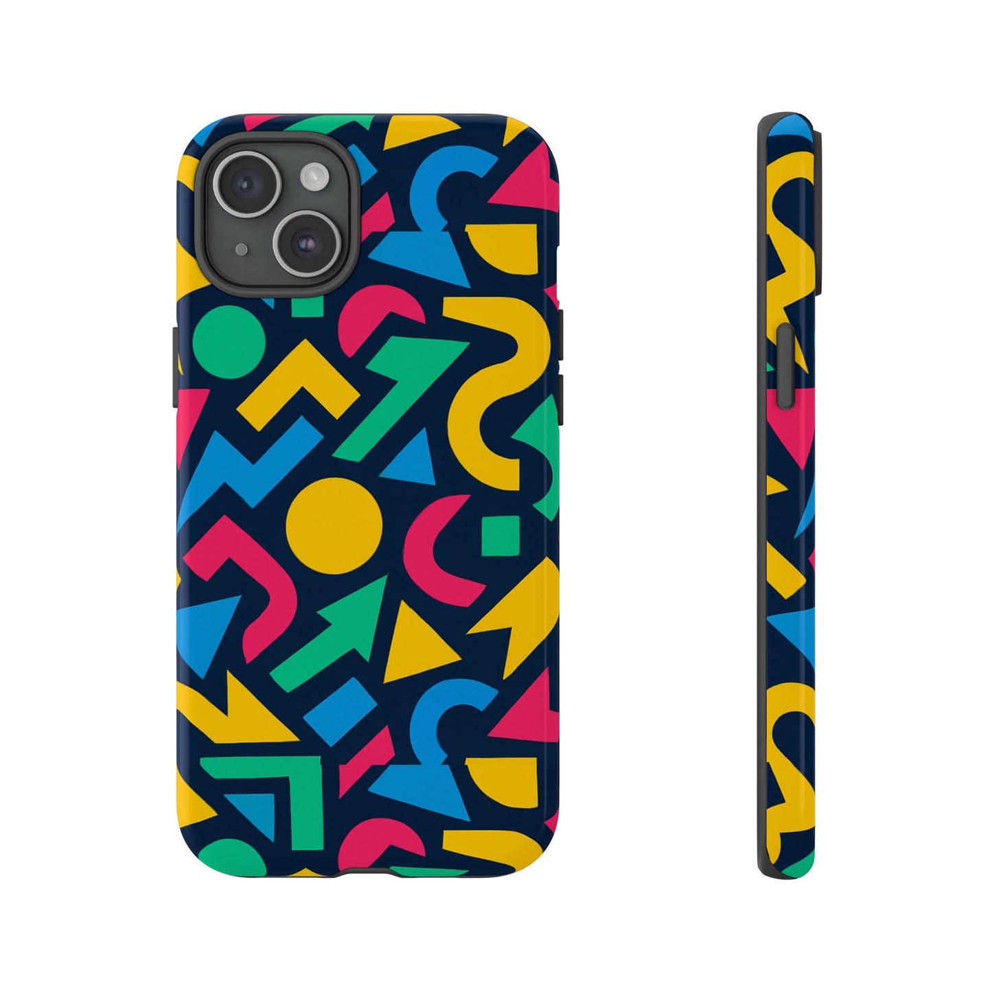 vibrant 3d geometric print phone case for men and women – stylish protection with multicolour design, compatible with iphone 13, 14, 15 & 16 – all models including pro, pro max & plus