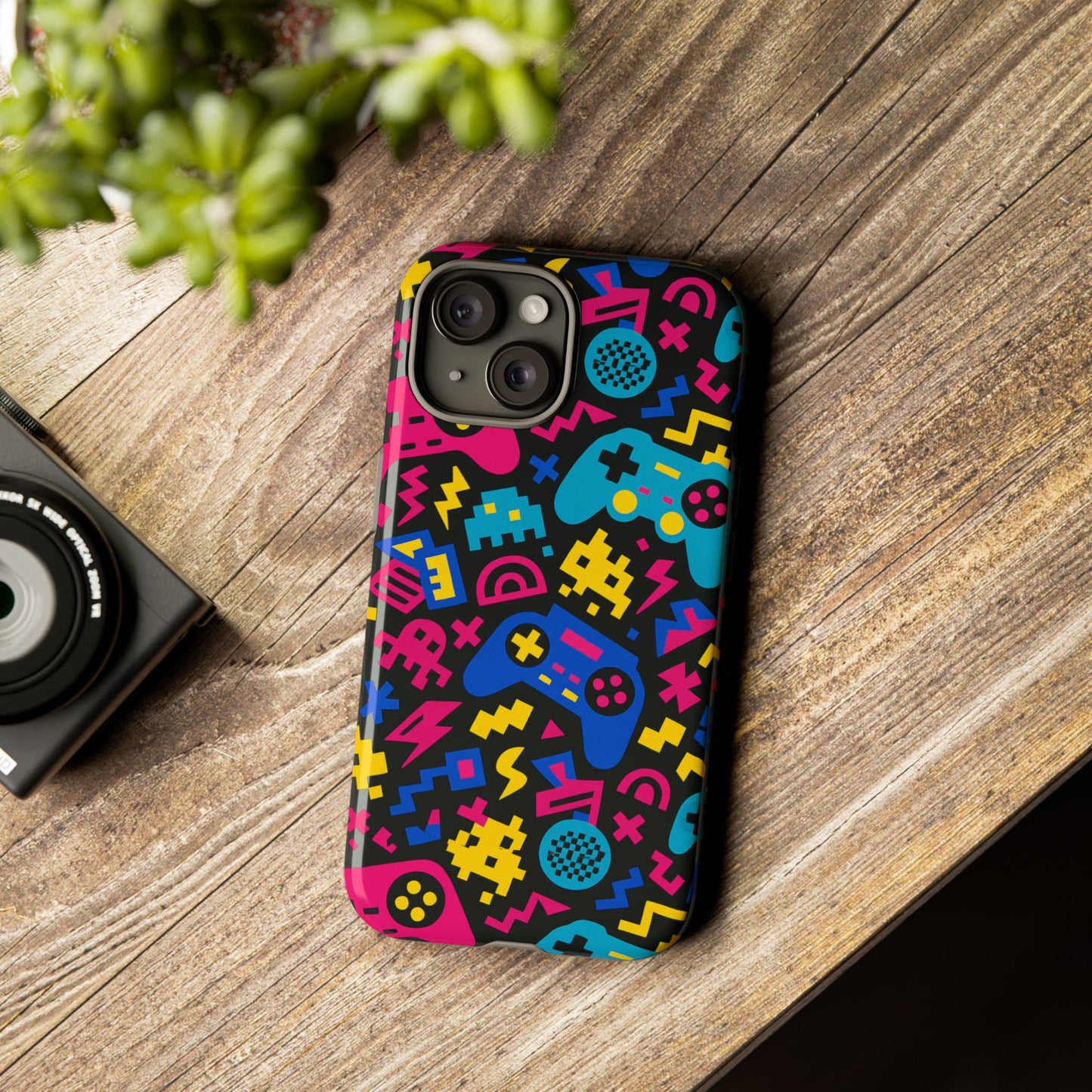 vibrant retro gaming phone case with 3d design for stylish protection compatible with iphone 13, 14, 15 & 16 – all models including pro, pro max & plus