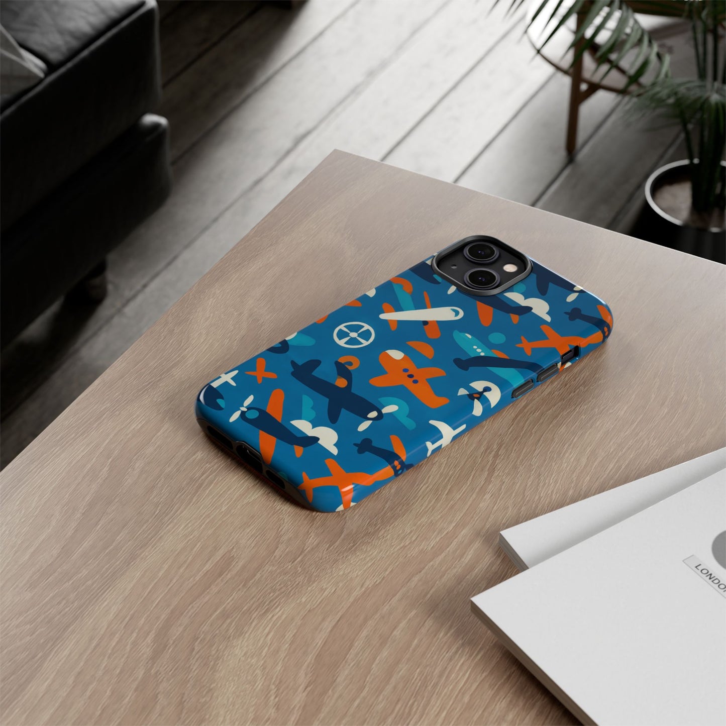 vibrant 3d airplane print phone case in blue – fun retro design for stylish protection – compatible with iphone 13, 14, 15 & 16 – all models including pro, pro max & plus