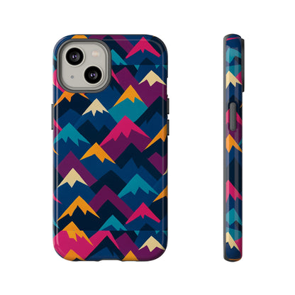 Multicolour Mountain Geometric Protective Phone Case – Stylish Accessory for Unique Self-Expression Compatible with iPhone 13, 14, 15 & 16 – all models including Pro, Pro Max & Plus