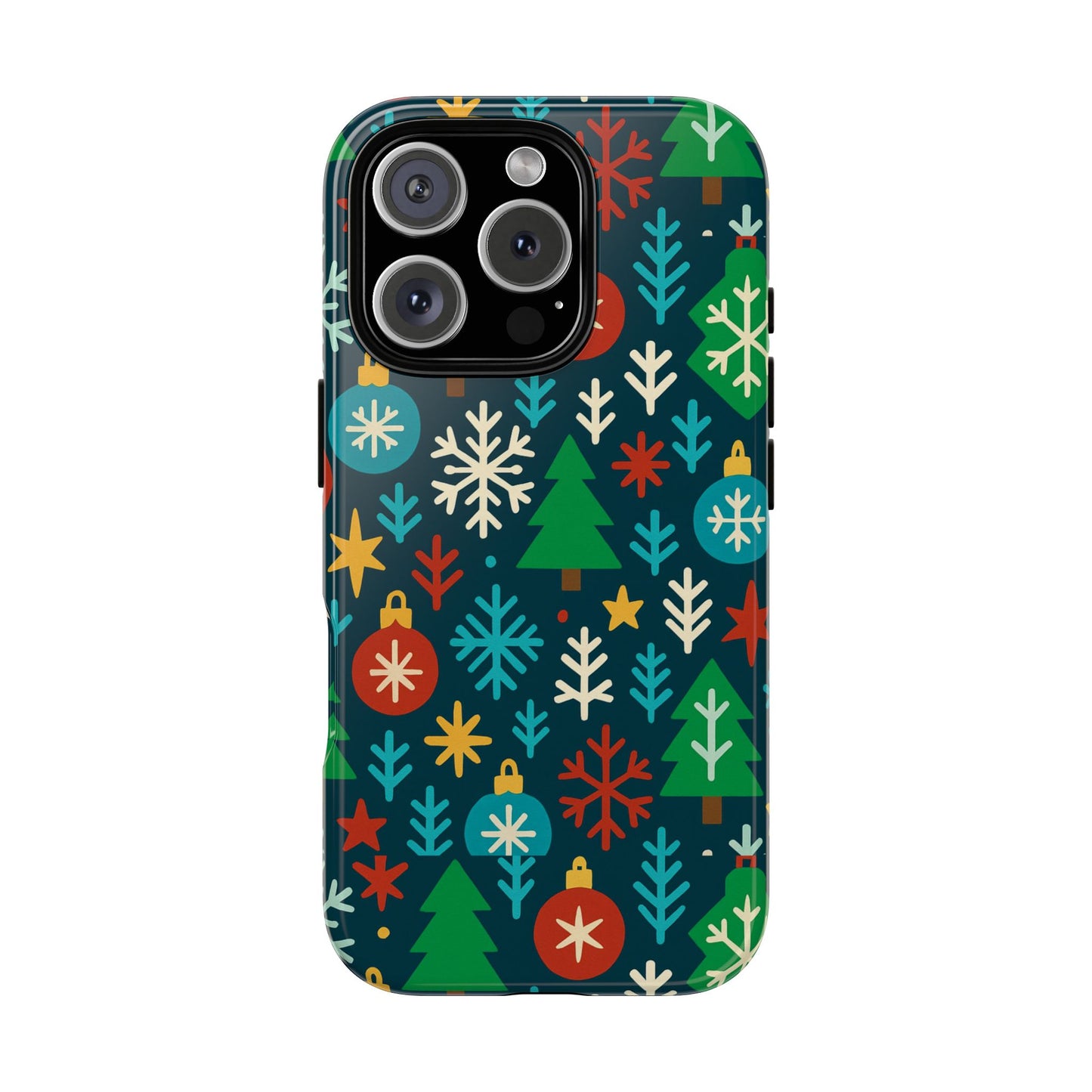 multicolour 3d wrap protective phone case with retro christmas design for stylish protection – compatible with iphone 13, 14, 15 & 16 – all models including pro, pro max & plus