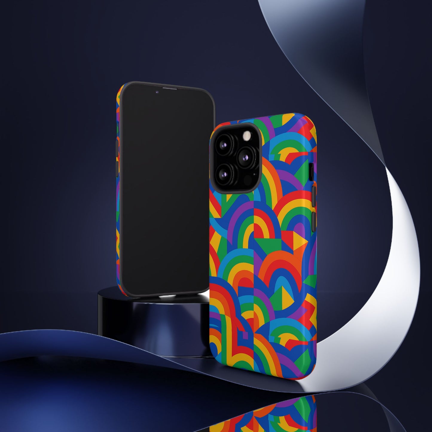multicolour rainbow protective phone case with 3d design for stylish protection compatible with iphone 13, 14, 15 & 16 – all models including pro, pro max & plus