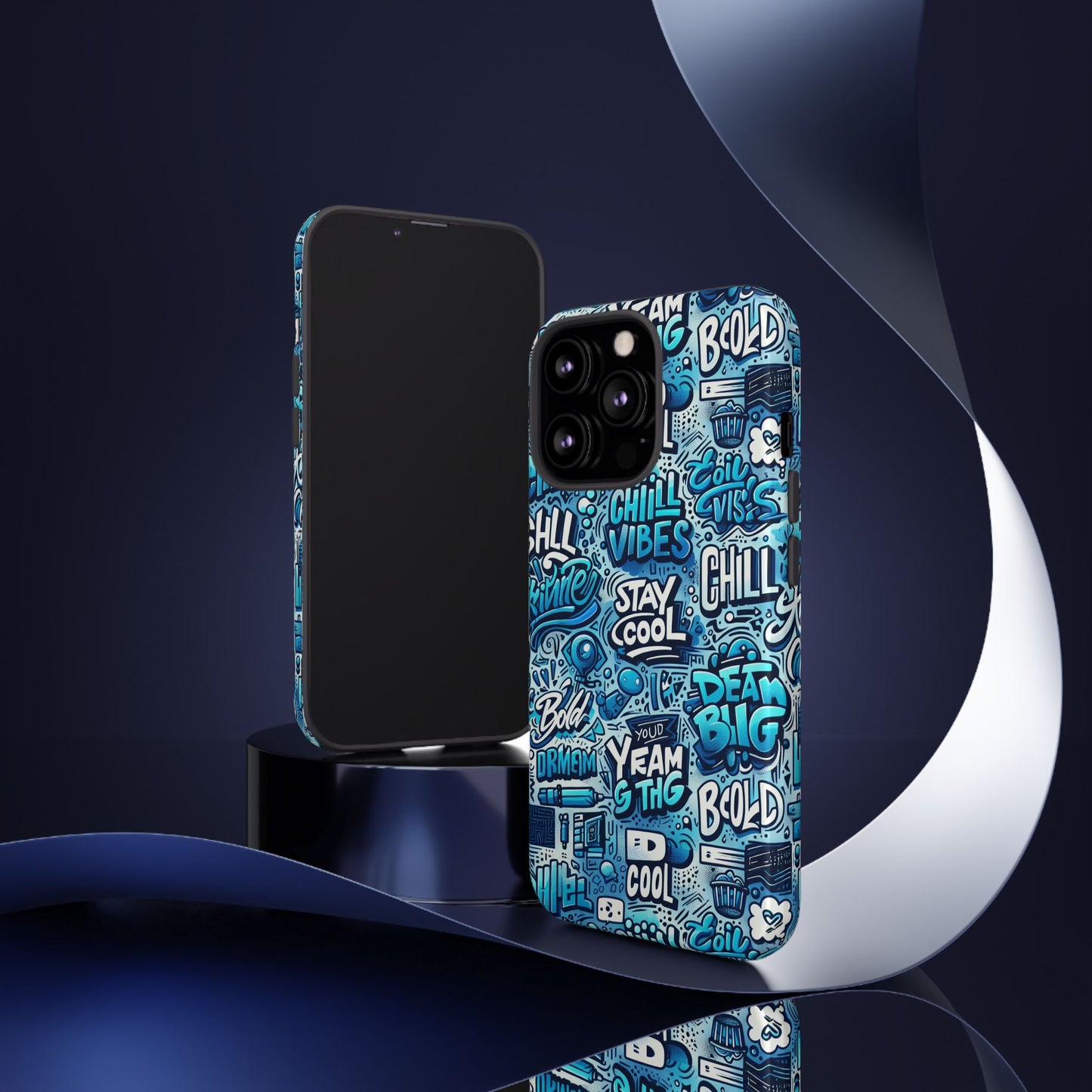 vibrant 3d wrap protective phone case with playful blue design for stylish protection compatible with iphone 13, 14, 15 & 16 – all models including pro, pro max & plus