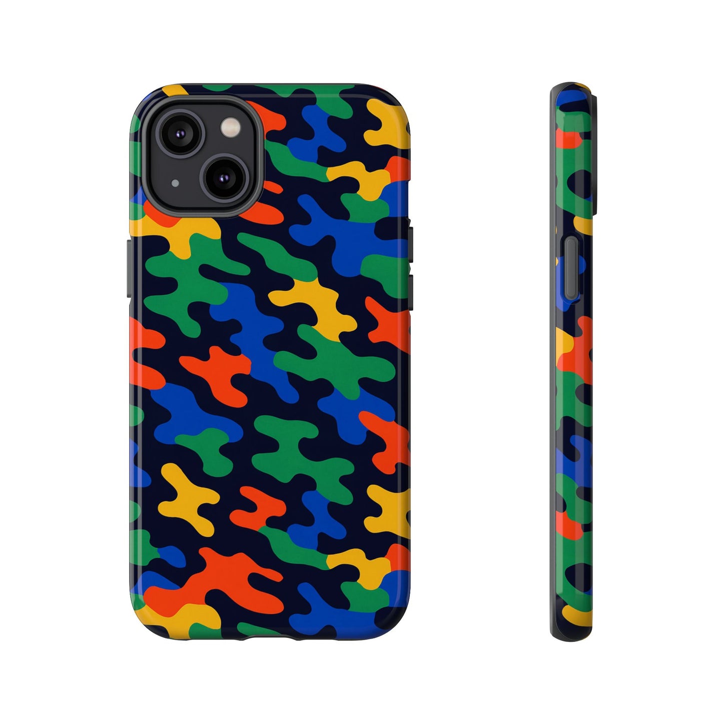multicolour camouflage protective phone case with 3d wrap design for stylish smartphone protection compatible with iphone 13, 14, 15 & 16 – all models including pro, pro max & plus