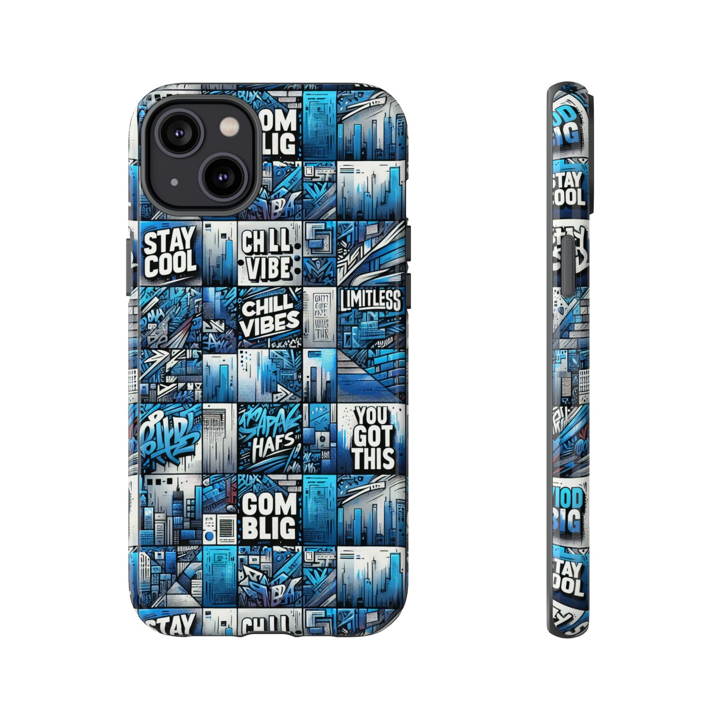 vibrant 3d wrap protective phone case in blue urban aesthetic design for stylish smartphone protection compatible with iphone 13, 14, 15 & 16 – all models including pro, pro max & plus
