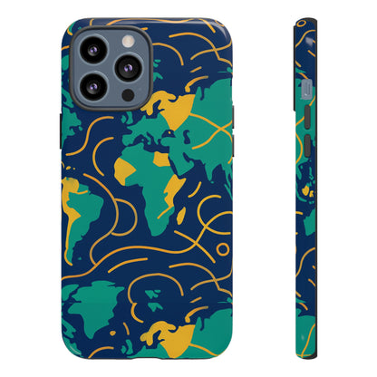 Multicolour Geometric Map 3D Wrap Protective Phone Case for Men and Women, Stylish Shockproof Accessory, Compatible with iPhone 13, 14, 15 & 16 – all models including Pro, Pro Max & Plus