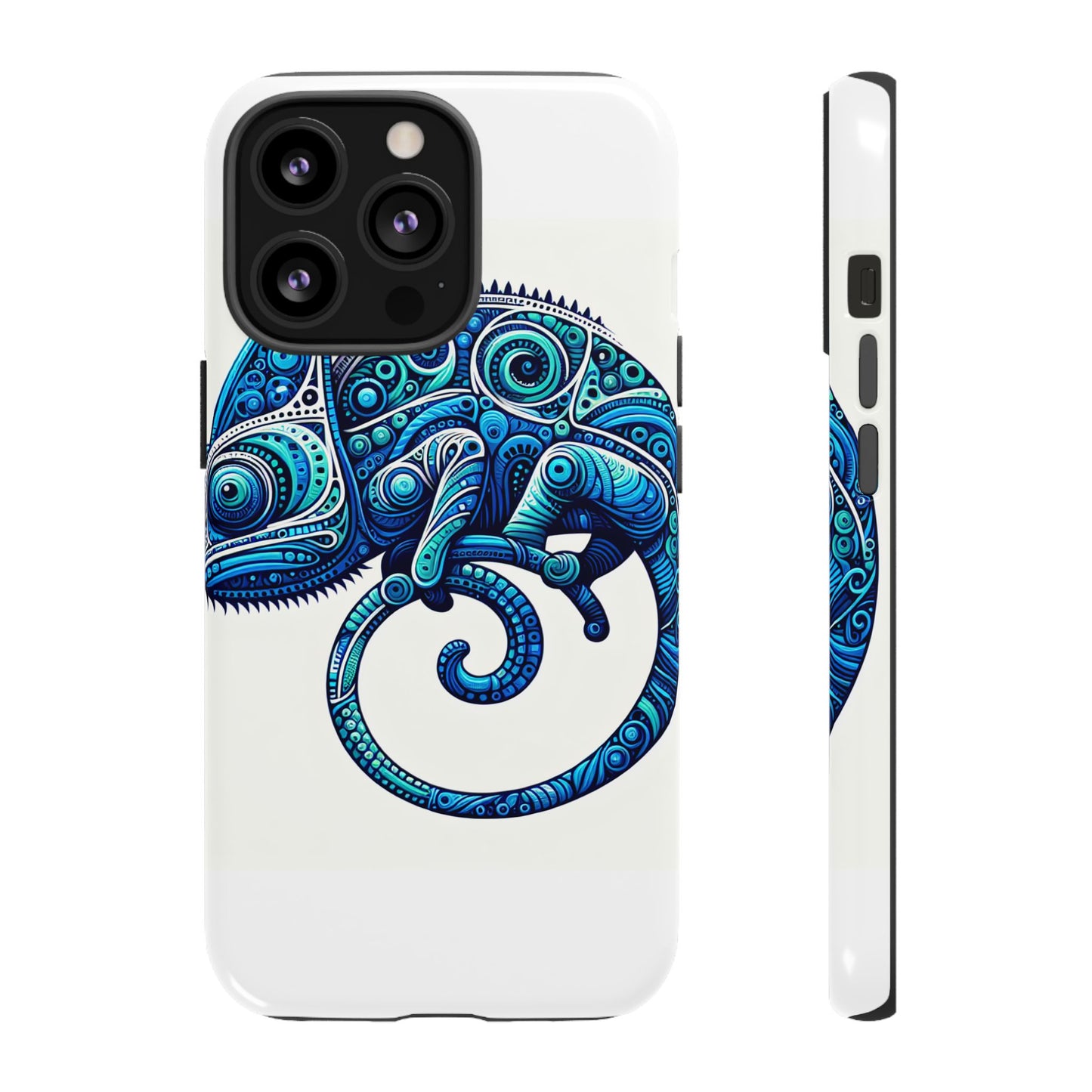 vibrant 3d wrap protective phone case with blue chameleon design, creative accessory for unique style, compatible with iphone 13, 14, 15 & 16 – all models including pro, pro max & plus