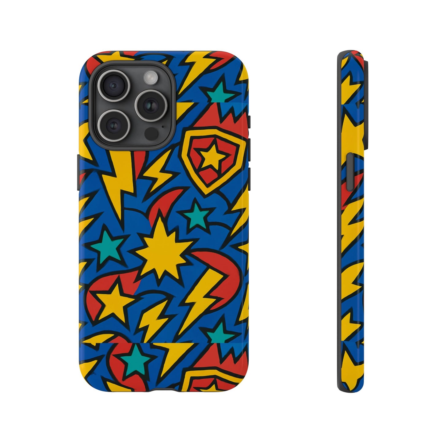 multicolour superhero phone case with 3d design for playful protection compatible with iphone 13, 14, 15 & 16 – all models including pro, pro max & plus