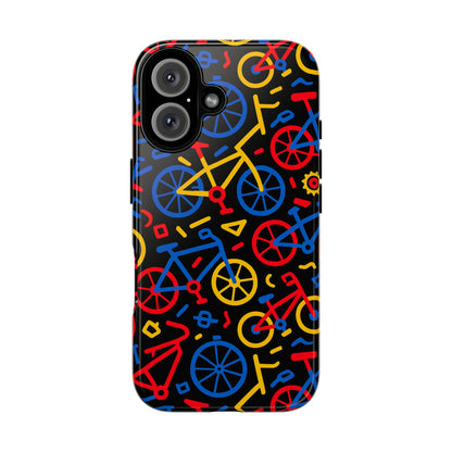 Multicolour 3D Bicycle Phone Case with Retro Design for Stylish Protection Compatible with iPhone 13, 14, 15 & 16 – all models including Pro, Pro Max & Plus