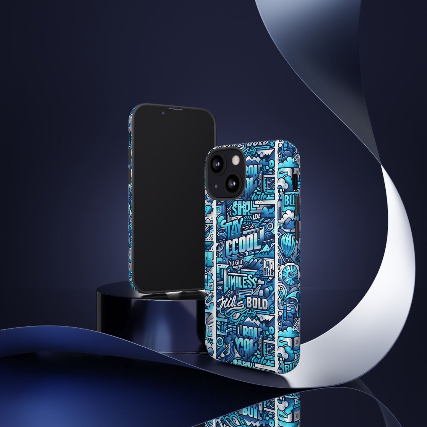 vibrant artistic 3d wrap phone case in blue for trendsetters – stylish protection compatible with iphone 13, 14, 15 & 16 – all models including pro, pro max & plus