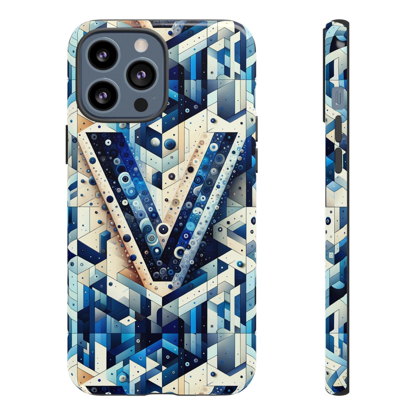 blue alphabet v phone case for samsung and iphone shockproof protective cover with 3d wrap design and uv resistance