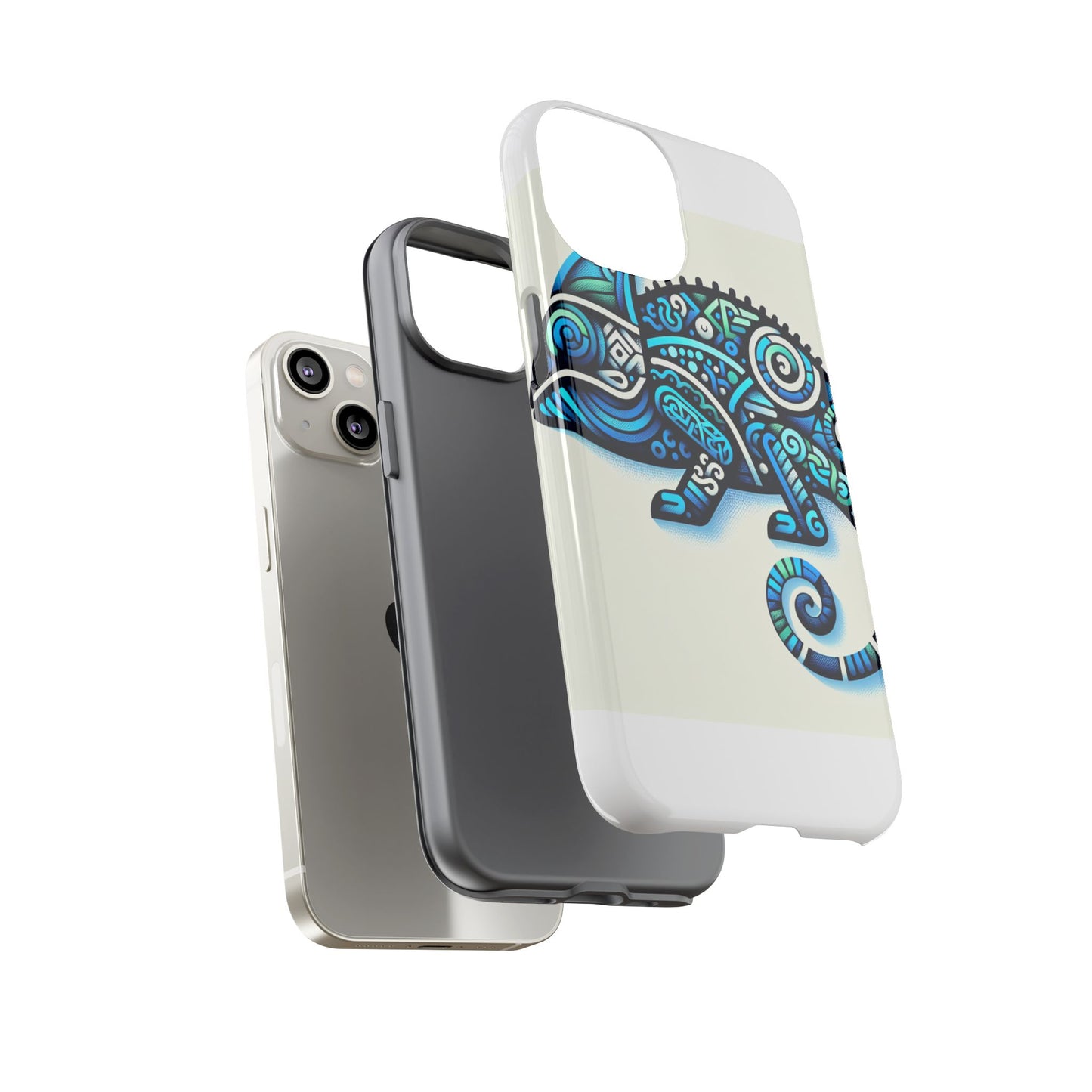 vibrant 3d chameleon phone case with blue design for stylish protection compatible with iphone 13, 14, 15 & 16 – all models including pro, pro max & plus