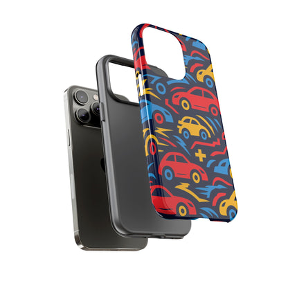 Multicolour Retro 3D Wrap Protective Phone Case with Vibrant Car Design for Stylish Protection Compatible with iPhone 13, 14, 15 & 16 – all models including Pro, Pro Max & Plus
